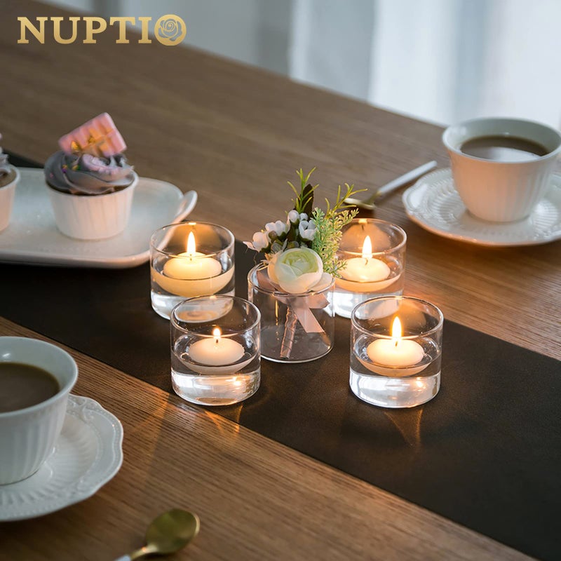 NUPTIO Clear Tealight Candle Holders: Set of 12 Glass Votive Holders - Small Floating Candleholder for Wedding Birthday Holiday Table Centerpieces Decoration (2.24 x 1.97 inch) - Image 5
